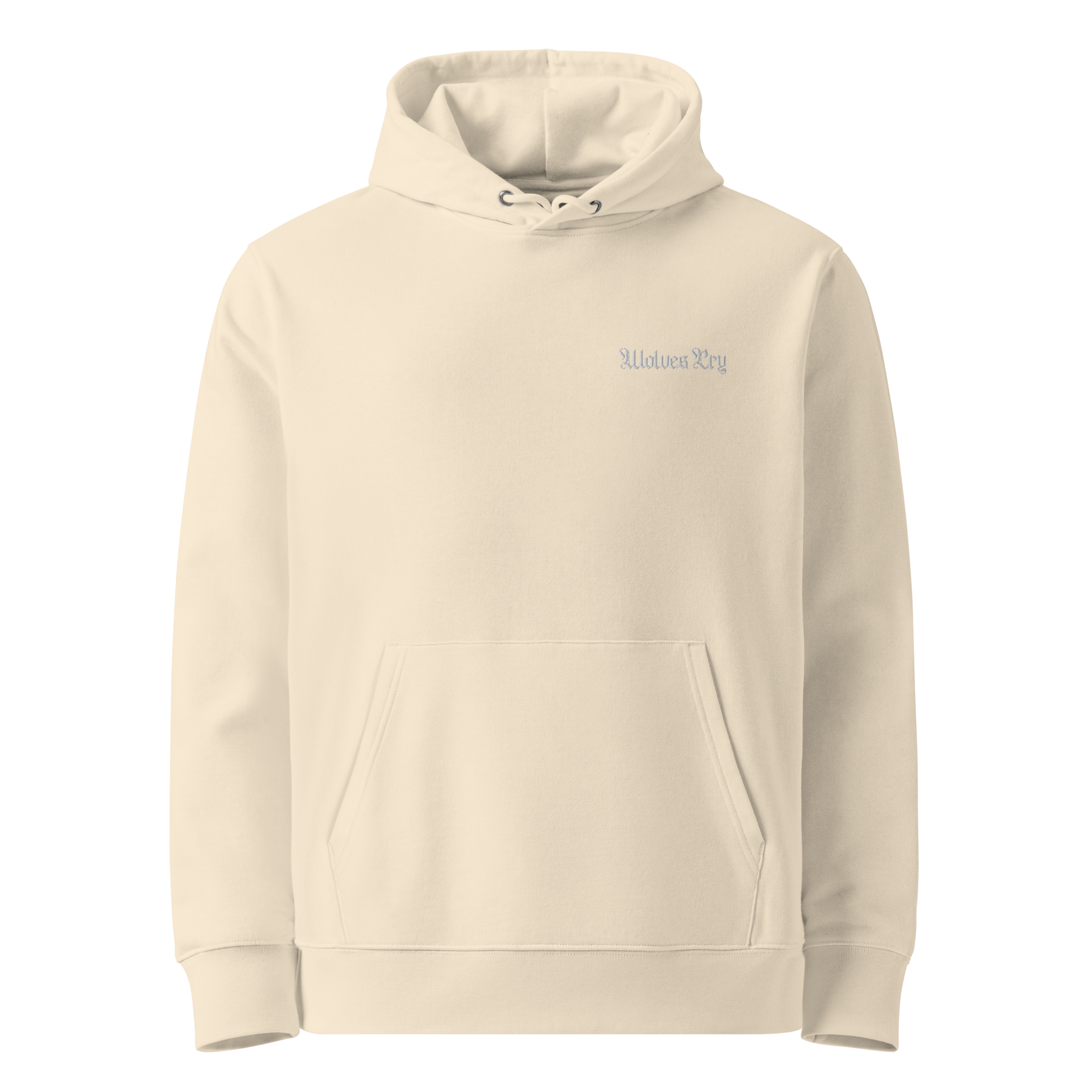 Wolves Cry Sun-Kissed Ecru Hoodie, crafted from heavyweight organic cotton, featuring a soft ecru hue with subtle OG logo embroidery for a luxurious, eco-conscious style.